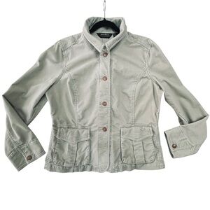 Eddie Bauer Beige Corduroy Collared Button Up Jacket Woman’s L Large